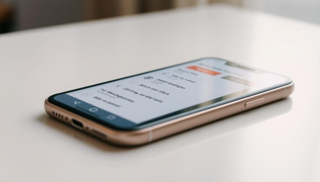 A modern, minimalist mobile app interface showcasing the Magoosh app on a sleek, high-resolution smartphone screen. The app's intuitive and user-friendly design is highlighted, with clean lines, well-organized menus, and a serene color palette of blues and grays that convey a sense of calm and focus. The screen displays the app's main features prominently, emphasizing its ease of use and accessibility for users preparing for American standardized tests. The lighting is soft and diffused, creating a warm, inviting atmosphere that reflects the app's role as a helpful study companion. The camera angle is slightly elevated, giving the viewer a sense of the app's functionality and interface without distracting visual elements.