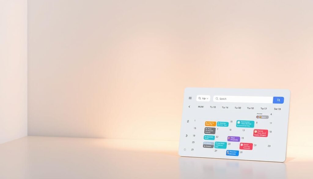 A sleek, minimalist online tutor booking platform, with a clean, inviting interface. In the foreground, a vibrant calendar system allows users to easily schedule lessons, with intuitive controls and color-coded availability. In the middle ground, user profiles and ratings create a sense of trust and transparency, while a powerful search function enables discovery of the perfect tutor. The background features a modern, sophisticated aesthetic, with soothing gradients and geometric patterns that convey a sense of professionalism and digital sophistication. Soft, indirect lighting casts a warm glow, creating a welcoming and approachable atmosphere. The overall composition is balanced and visually appealing, reflecting the seamless user experience of the platform.